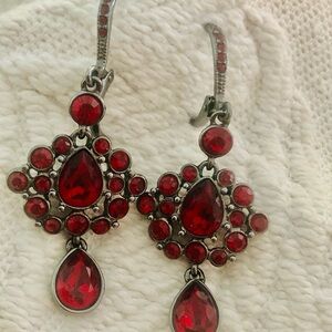 Red crystals Givenchy drop earrings - leverback closure - NWOT